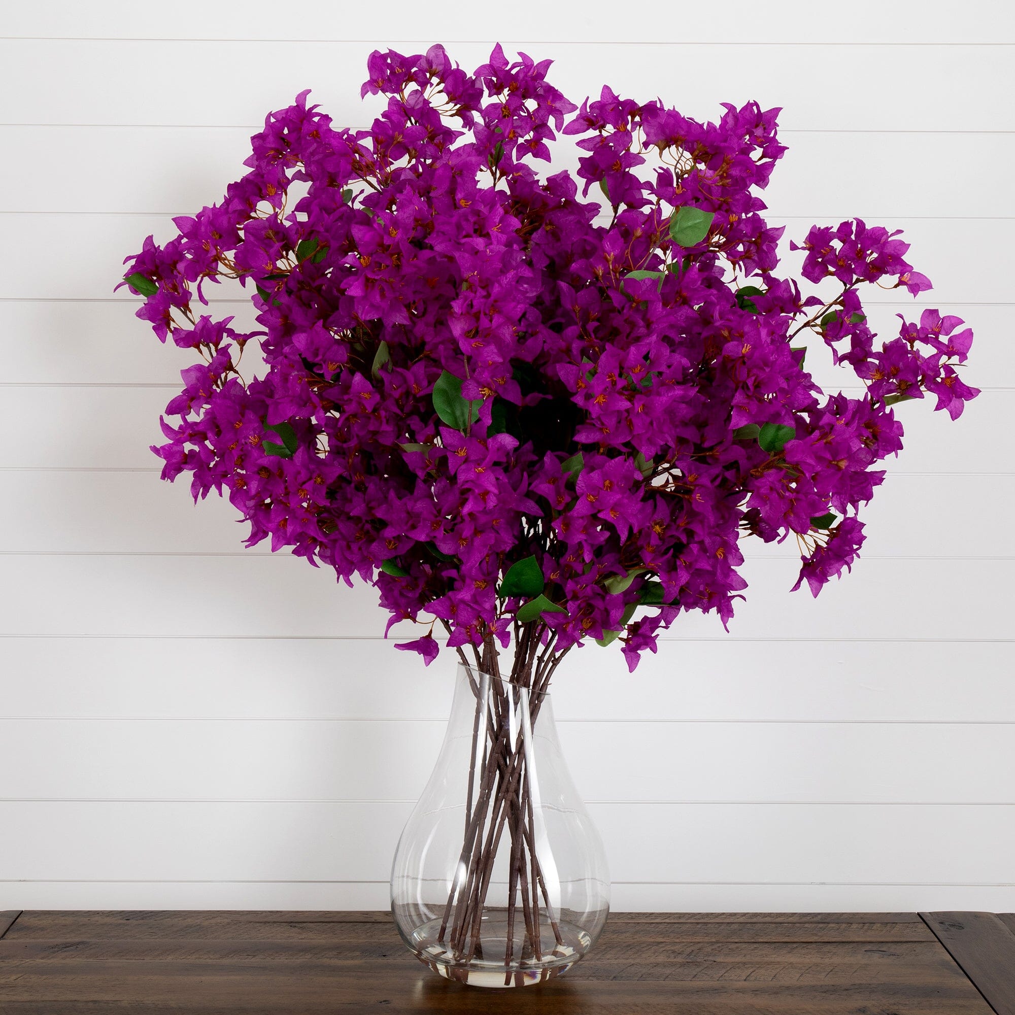 Signature Collection 41” Giant Bougainvillea Artificial Arrangement in Glass Vase