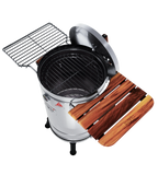 3-in-1 Stainless Steel Smoker Barrel Grill – Portable Charcoal BBQ with Thermometer, Outdoor Cooking Smoker for Camping, Backyard & Home BBQ INGRILL