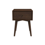 Avery Solid Wood Walnut Night Stand with Single Drawer