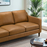 Cooper Mid Century Modern Tan Leather Sofa