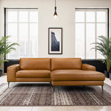 Easley Mid-Century Modern Cognac Vegan Leather Wide-Arm Sofa