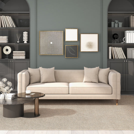 Nora Light Cream Velvet Sofa