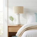 Cascade Glass Lamp Golden Base - Off White Glass Table Lamp