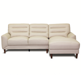 Clarion Genuine Cream Leather Sectional Sofa with Right Chaise Lounge
