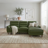 Clarion Genuine Green Leather Sectional Sofa with Right Chaise Lounge
