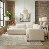 Glander Real Beige Leather Left-Facing Sectional