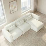 Haledon 3-Piece Sand Boucle Right Sectional Sofa