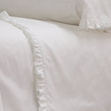 Audrey Ruffle Cotton Percale Sheet Set - White