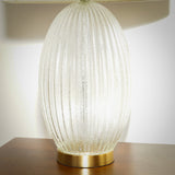 Aurora Ribbed Glass Lamp Base Clear Table Lamp Large Linen Shade