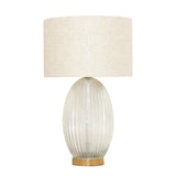 Aurora Ribbed Glass Lamp Base Clear Table Lamp Large Linen Shade