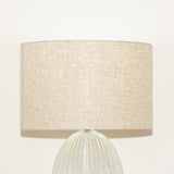 Aurora Ribbed Glass Lamp Base Clear Table Lamp Large Linen Shade