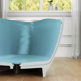 Ala Series 74 in. x 34 in. Flat Bottom Solid Surface Freestanding Soaking Bathtub with Center Drain in Matte White
