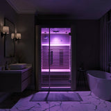 Yoga Sauna 2-Person Infrared Indoor Hemlock Wood Sauna with Removable Bench, and Floor Heating for Perfect Yoga Sessions
