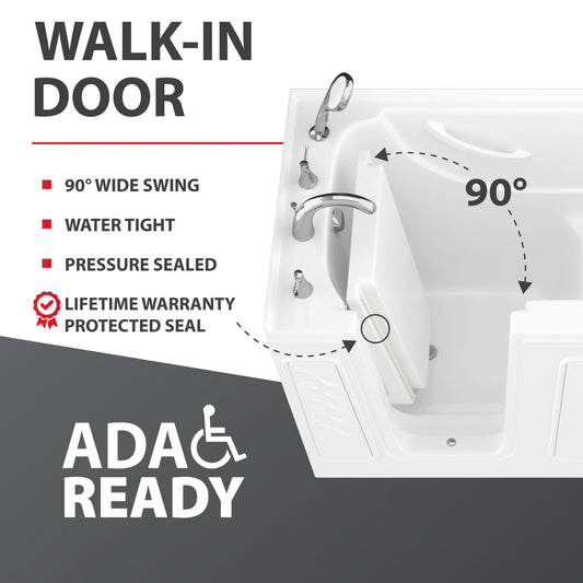 ANZZI Coupe Series 30 in. x 60 in. Right Drain Quick Fill Walk-In Whirlpool Tub with Powered Fast Drain in Biscuit