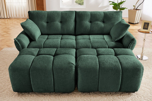 CHARLOTTE 78" 2-Seater Sofa with 2 Ottomans