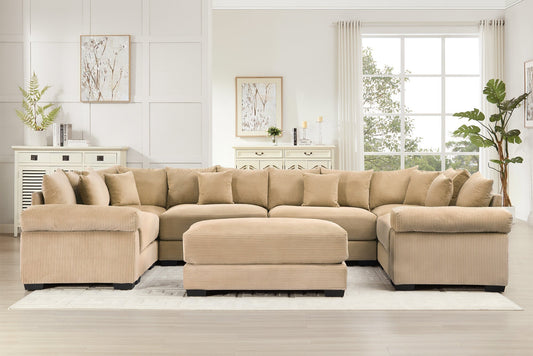 DESEO 137" Sectional Sofa with Ottoman