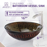 Opus Series 17 in. Bathroom Vessel Sink with Scratch-Tough and Stain-Resistant Surface in Lustrous Brown Glass