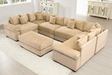 DESEO 137" Sectional Sofa with Ottoman
