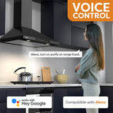 CIARRA 30 Inch Smart Wall Mount Range Hood with Alexa and Google Home Voice Control CAB75206W-OW