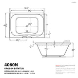 Alya 5 ft. Acrylic Center Drain Rectangular Bathtub in White