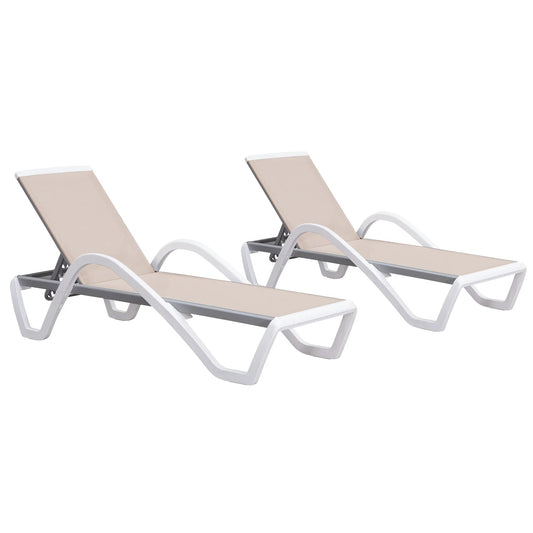 PURPLE LEAF Patio Chaise Lounge Chair Outdoor Plastic Textilene Sun Bathing Recliner Tanning Pool Lounger with 6 Adjustable Position for Outside Beach in-Pool Lawn Poolside