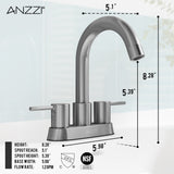 Remnants Series 4 in. Centerset Double Handle Mid Arc Bathroom Sink Faucet with Drain Kit and Deckplate Included