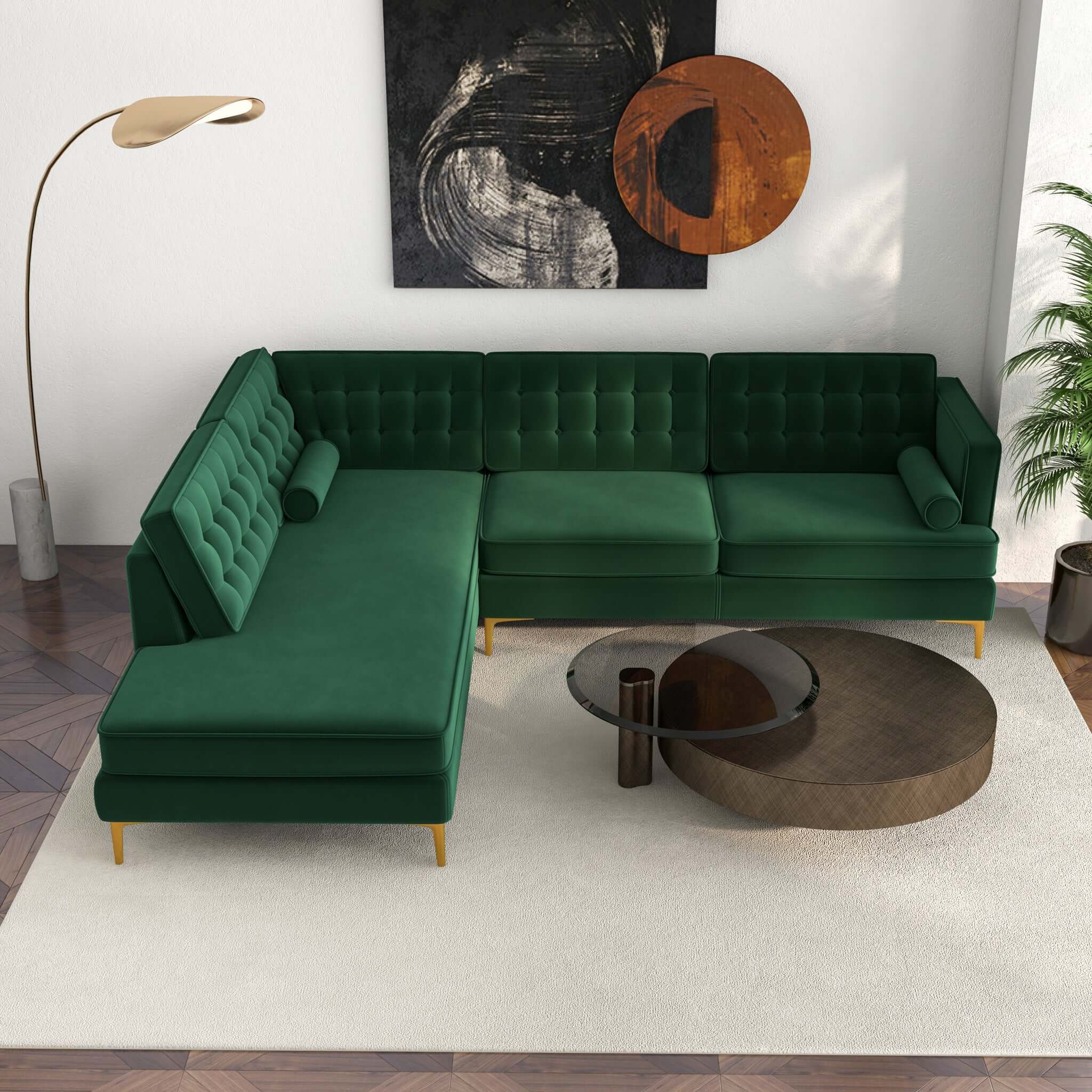 Brooke Mid-Century Modern  Sectional Sofa