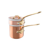 Mauviel Copper Tinned Bain Marie/Double Boilers With Lid, Brass Handles, 0.9-Qt