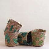 Banana Leaf Embroidery Soft Woven Basket - Plant Baskets | LIKHÂ