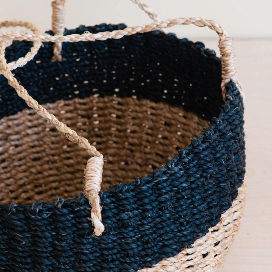 Natural + Black Colorblock Hanging Planter - Hanging Basket | LIKHÂ