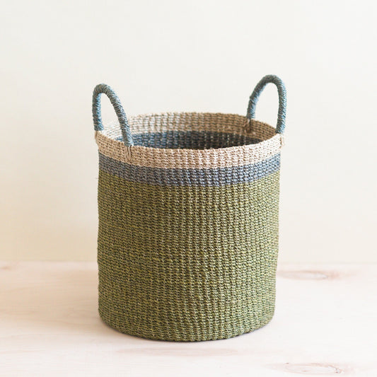 Olive Floor Basket with Handle - Handwoven Basket | LIKHÂ