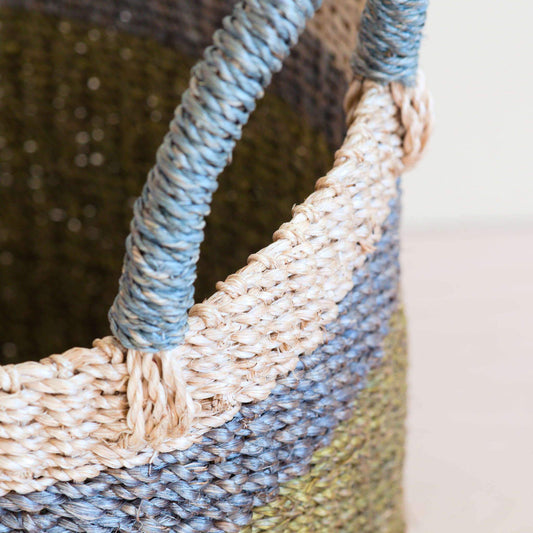 Olive Floor Basket with Handle - Handwoven Basket | LIKHÂ