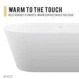 Rossetto Series 67 in. x 28 in. Flat Bottom Solid Surface Freestanding Soaking Bathtub with Center Drain in Matte White