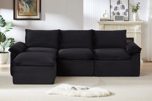 DERVAL 111" 3-Seater Sofa with 1 Ottoman