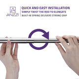 48-88 Inches Shower Curtain Rod with Shower Hooks in Polished Chrome | Adjustable Tension Shower Doorway Curtain Rod | Rust Resistant No Drilling Anti-Slip Bar for Bathroom | AC-AZSR88CH