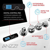 FULLY LOADED Walk-in Bathtub with Air Jets and Whirlpool Massage Jets Hot Tub | Quick Fill Waterfall Tub Filler with 6 Setting Handheld Shower Sprayer | Including Aromatherapy, LED Lights, V-Shaped Back Jets, and Auto Drain