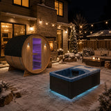 4-6 Person Electric Rock Heater Outdoor White Cedar Sauna with 1-Person All-in-One Blue Cold Plunge & Built-in Chiller