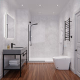 Screen Series 34 in. x 74 in. Fixed Frameless Shower Door with Tsunami Guard Tempered Clear Glass