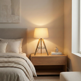 Birch Three Legged Wooden Bar Table Lamp - Natural