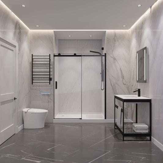 Rhodes Series 45 to 48 in. x 76 in. Sliding Frameless Shower Door with Tsunami Guard Tempered Glass