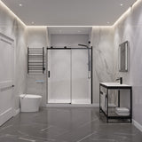 Rhodes Series 45 to 48 in. x 76 in. Sliding Frameless Shower Door with Tsunami Guard Tempered Glass