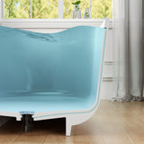 Sabbia Series 71 in. x 32 in. Flat Bottom Solid Surface Freestanding Soaking Bathtub with Center Drain in Matte White