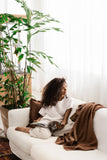 Heavyweight linen deco pillow cover in Chocolate brown