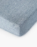 Blue melange linen fitted sheet