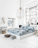 Blue melange linen duvet cover set (3 pcs)