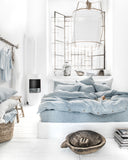 Blue melange linen fitted sheet