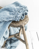 Blue melange linen fitted sheet