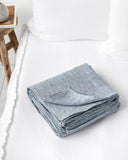 Blue melange linen flat sheet