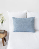 Blue melange linen pillowcase