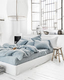 Blue melange linen pillowcase